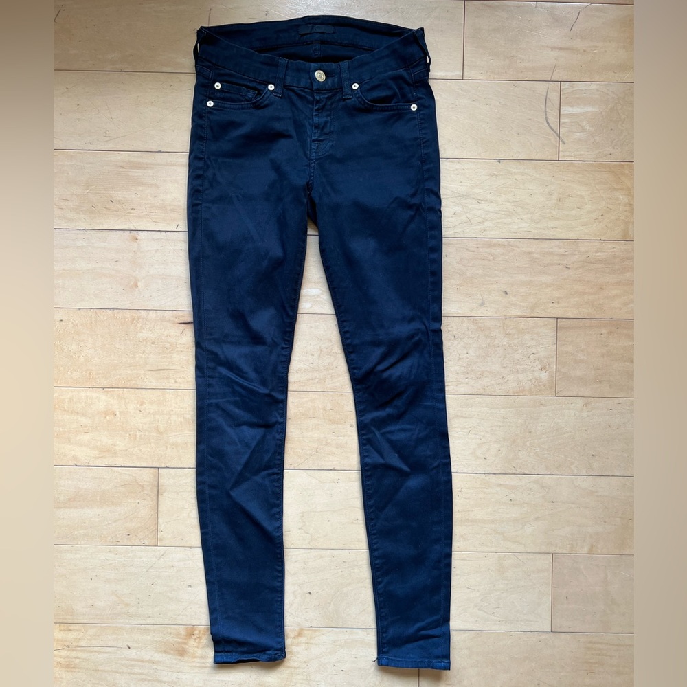 7‎ Seven For All Mankind Jeans sz 25 Black Skinny Denim, stretch, classic
